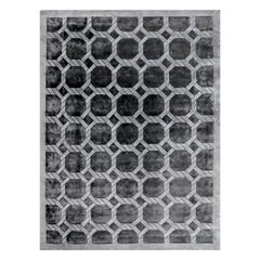 Tappeto di seta geometrico moderno GLITZ annodato a mano nel colore Silver Taupe da Hands