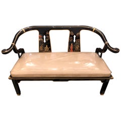 Glitzy Black Gold & Red Lacquered James Mont 3 Piece Livingroom Set