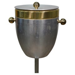 Glitzy Chrome Standing Champagne Ice Bucket with Brass Ball Shaped Handles