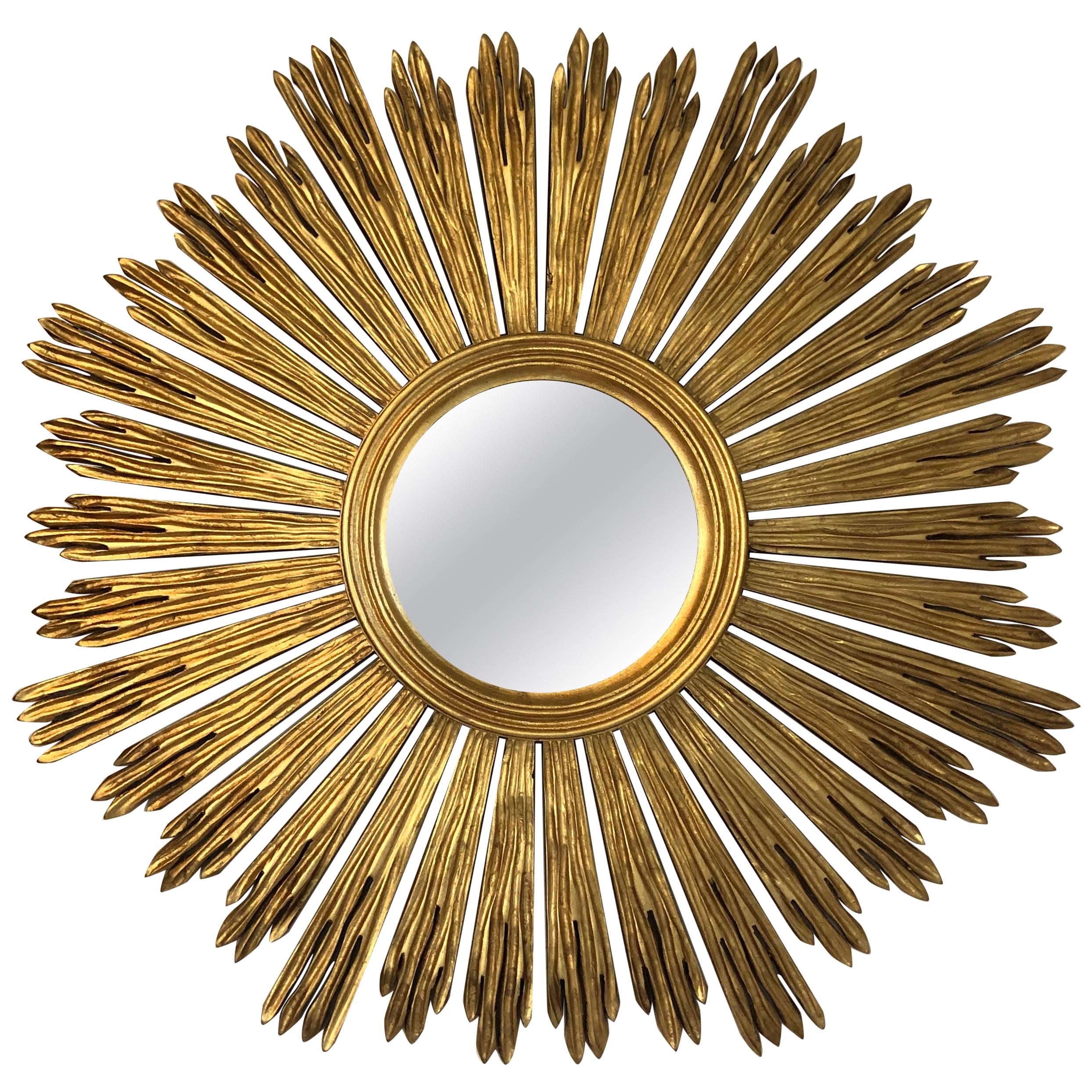 Glitzy Italian Giltwood Sunburst Mirror