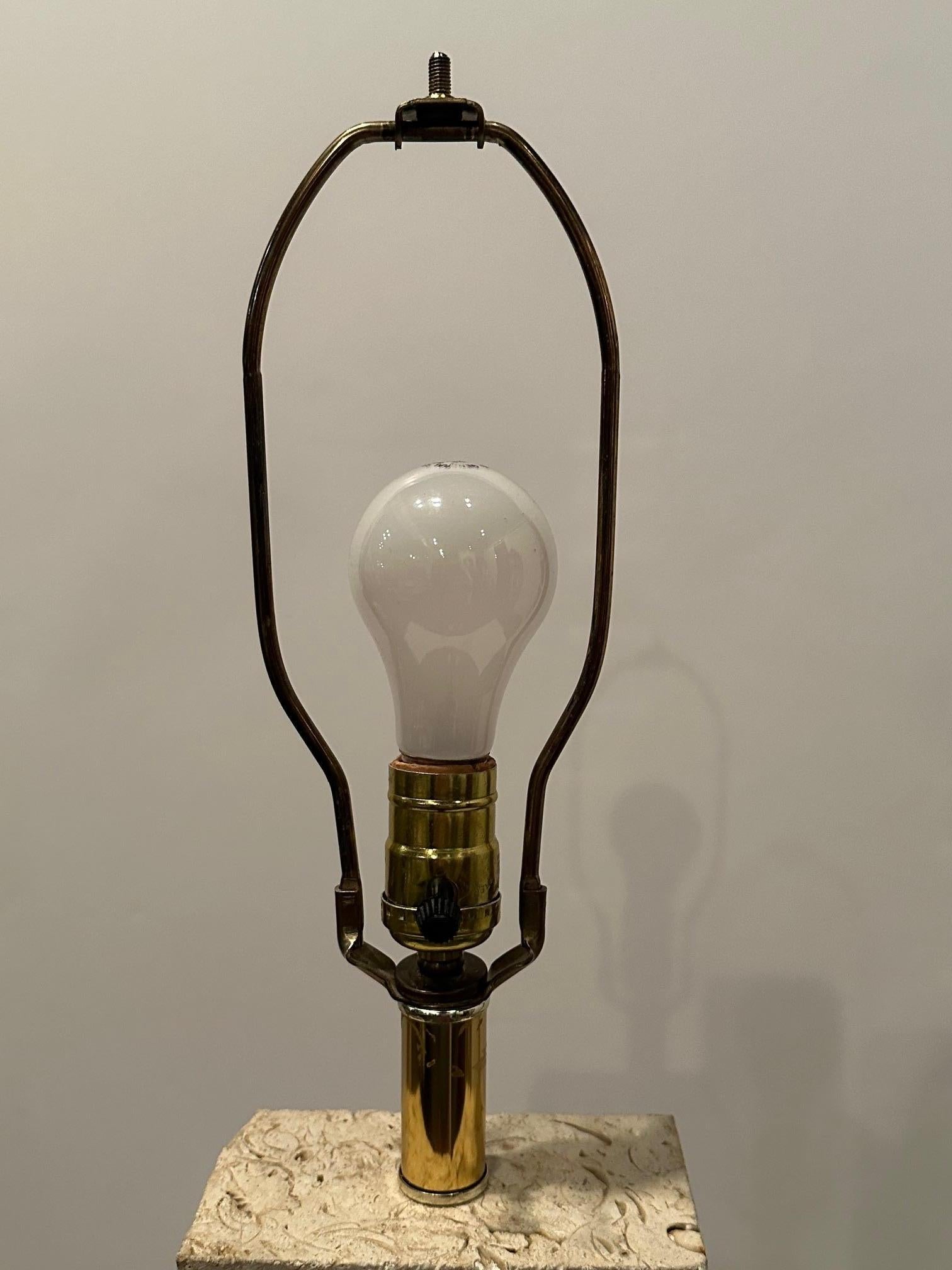 Glitzy Lucite & Travertine Floor Lamp with Table For Sale 8