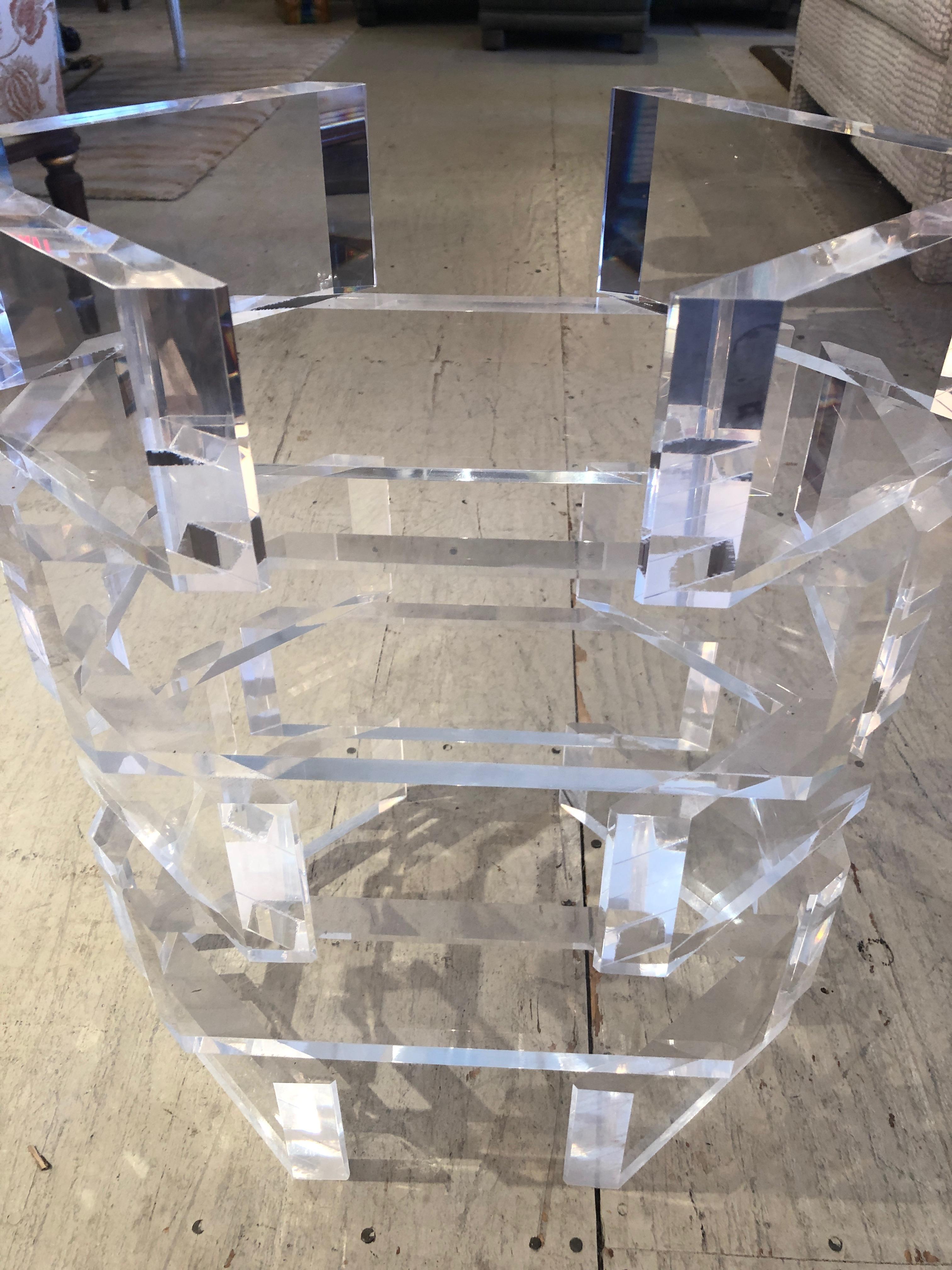 Glitzy Mid-Century Modern Lucite Side Table For Sale 5
