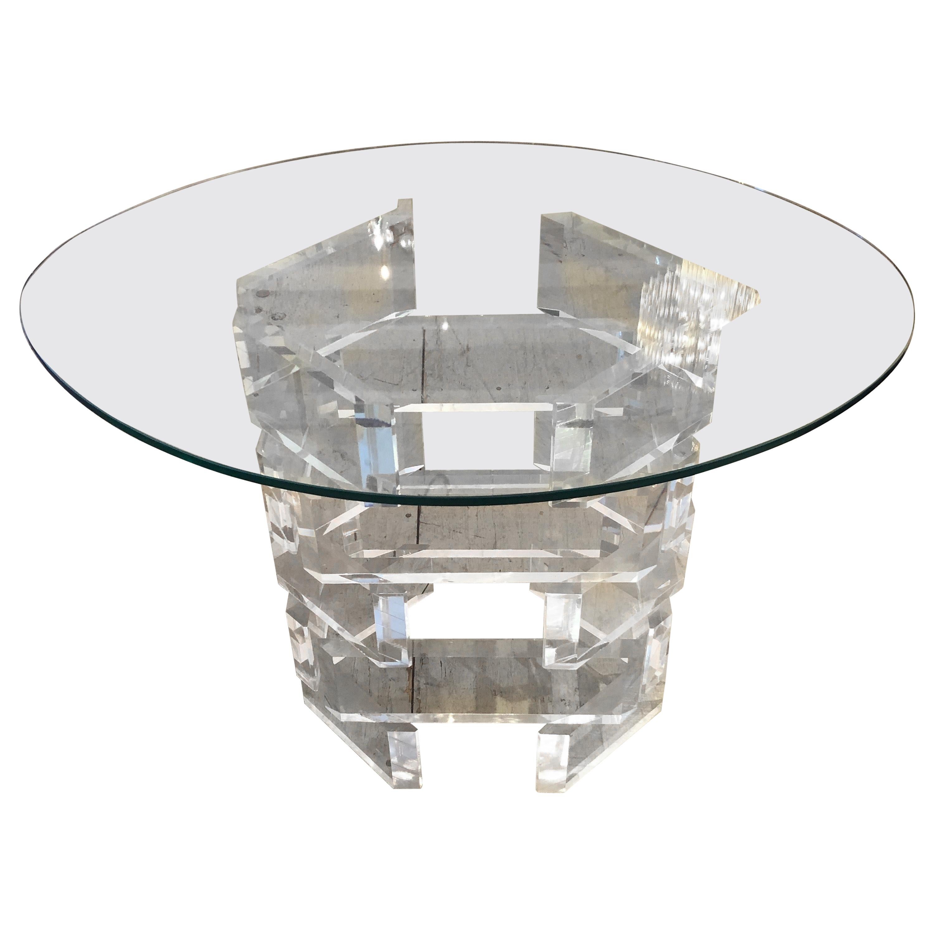 Glitzy Mid-Century Modern Lucite Side Table For Sale