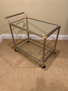 Glitzy Mixed Metal Bar Cart with Steel Brass & Glass