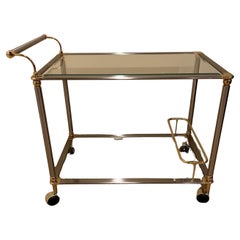 Glitzy Mixed Metal Bar Cart with Steel Brass & Glass