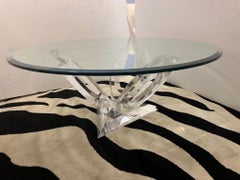 Glitzy Signed Michael Loznikov Lucite & Glass Coffee Table