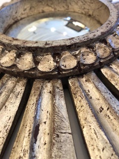 Glitzy Small Silver Carved Giltwood Sunburst Mirror