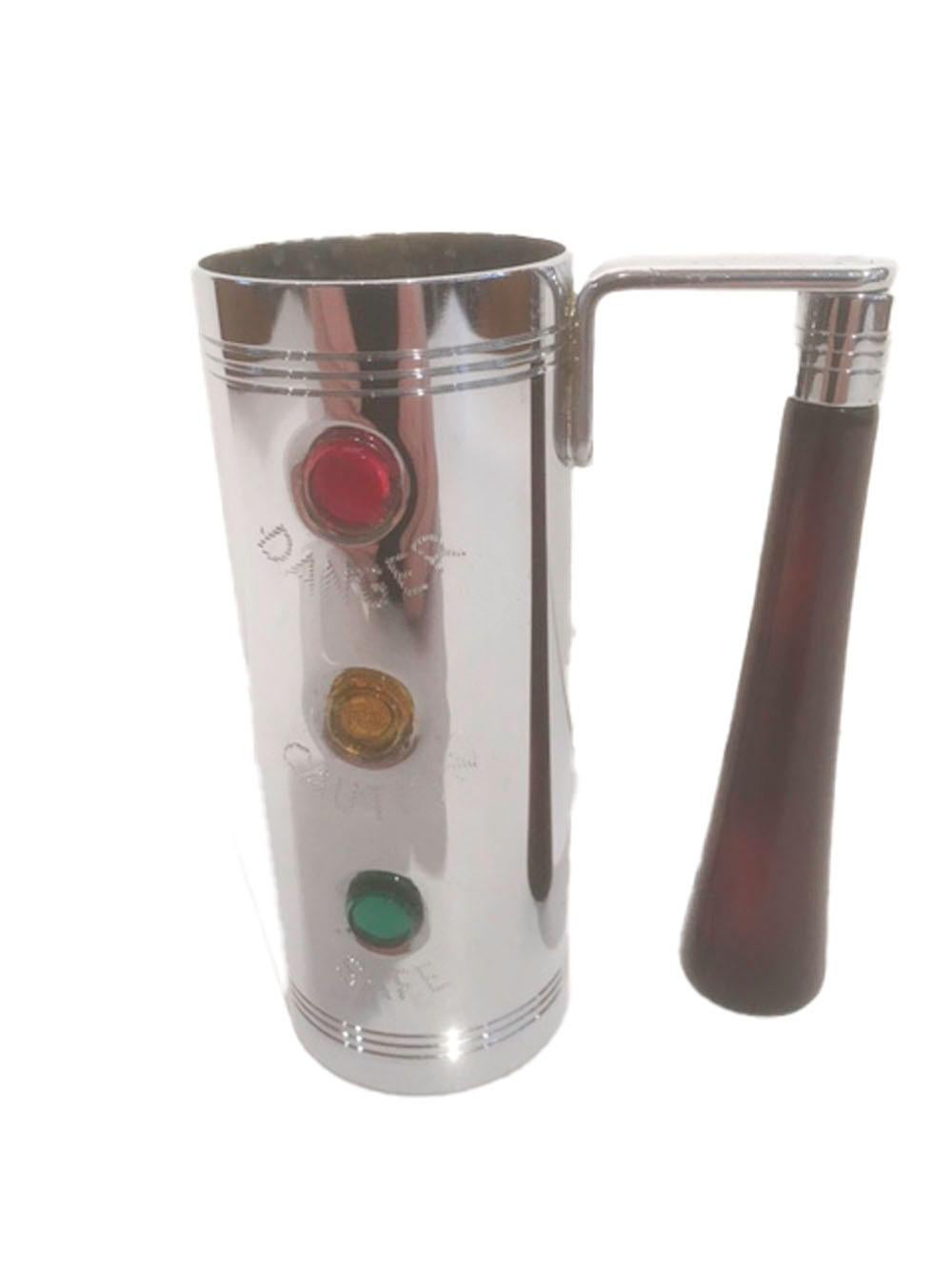 Glo-Hill Jigger, Chrome Traffic Light Design with Cherry Red Bakelite Handle In Good Condition In Nantucket, MA