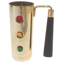 Vintage Glo-Hill Jigger, Gold-Tone Traffic Light Design with Black Bakelite Handle