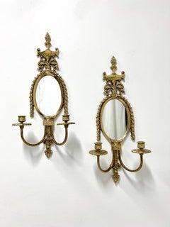 GLO-MAR ARTWORKS Mid 20th Century Brass French Provincial Candle Sconces - Pair