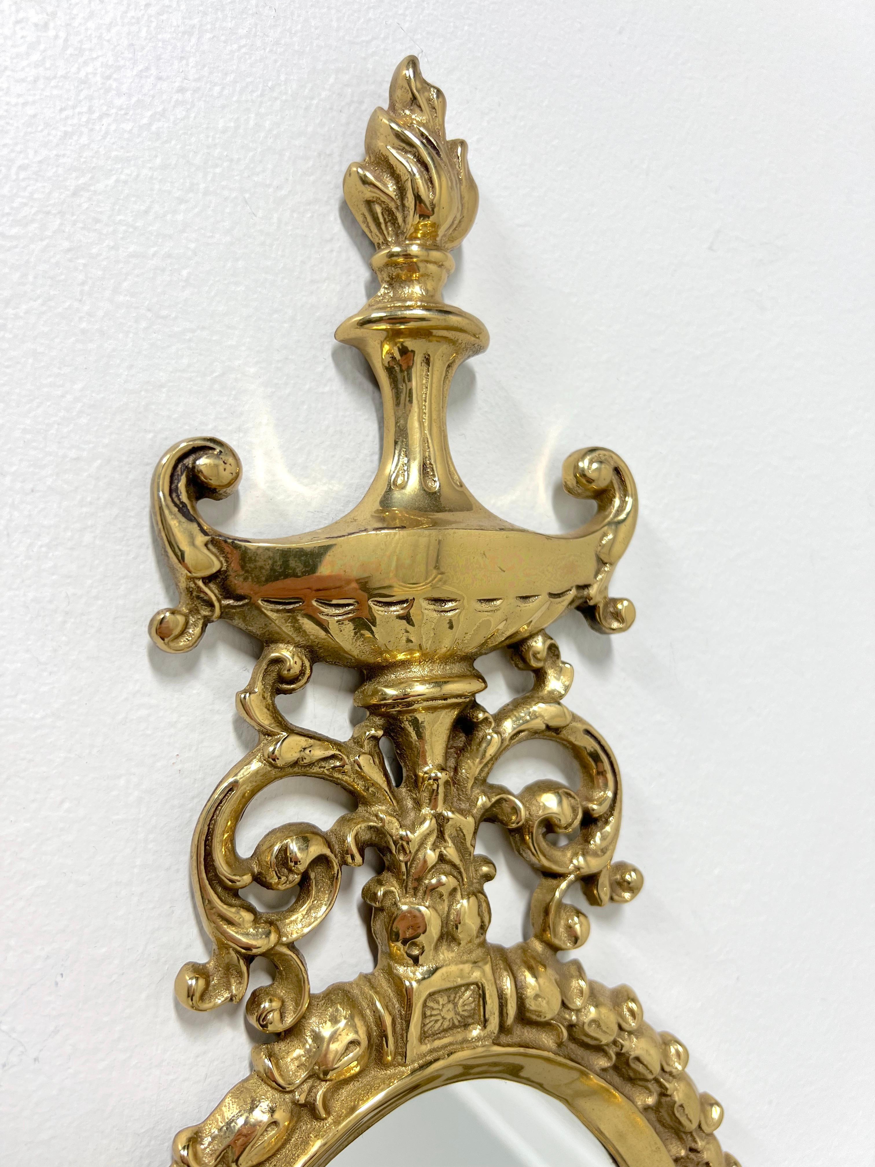 GLO-MAR ARTWORKS Mid 20th Century Brass French Provincial Candle Sconces - Pair In Good Condition For Sale In Charlotte, NC
