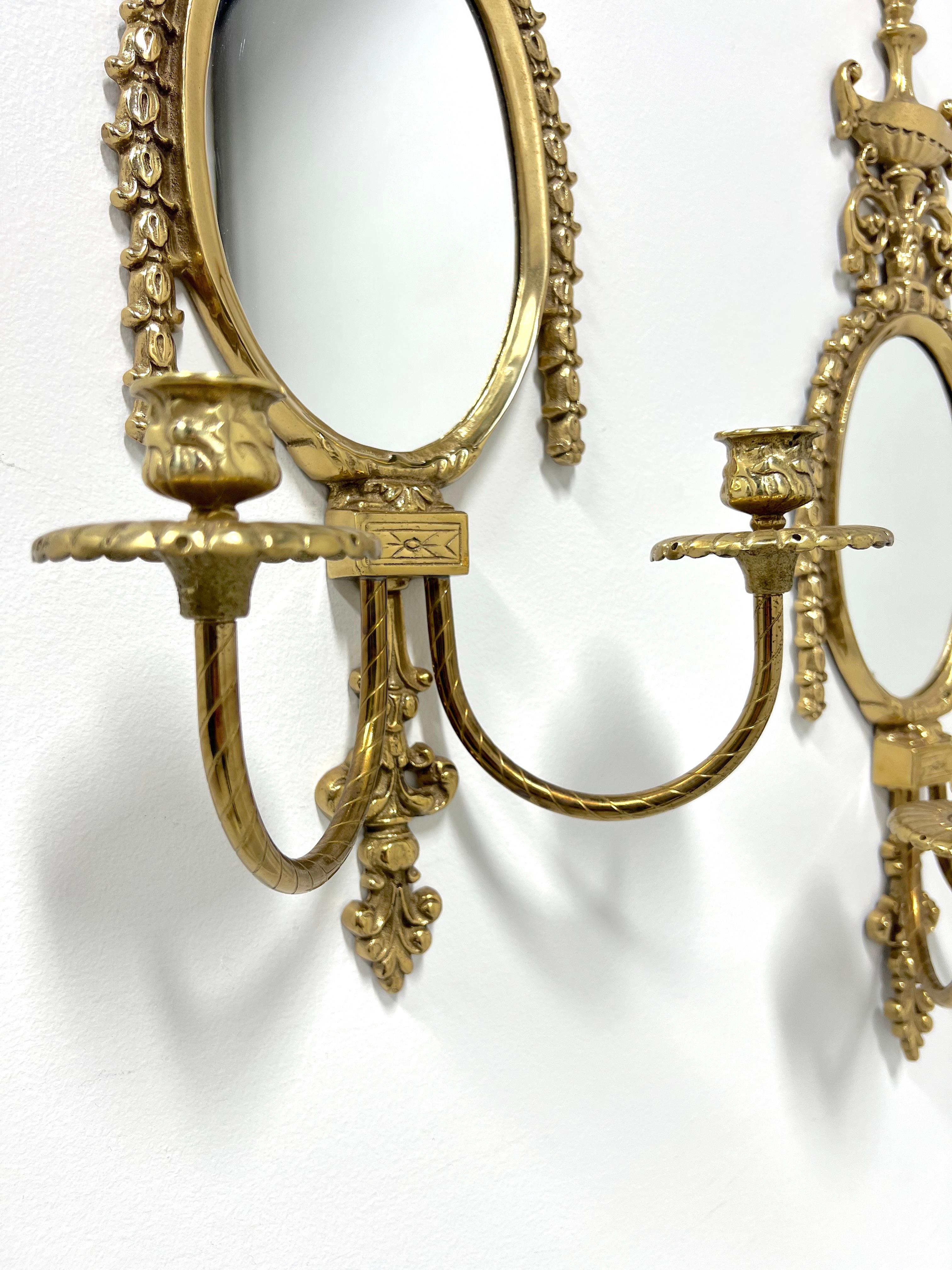 GLO-MAR ARTWORKS Mid 20th Century Brass French Provincial Candle Sconces - Pair For Sale 2