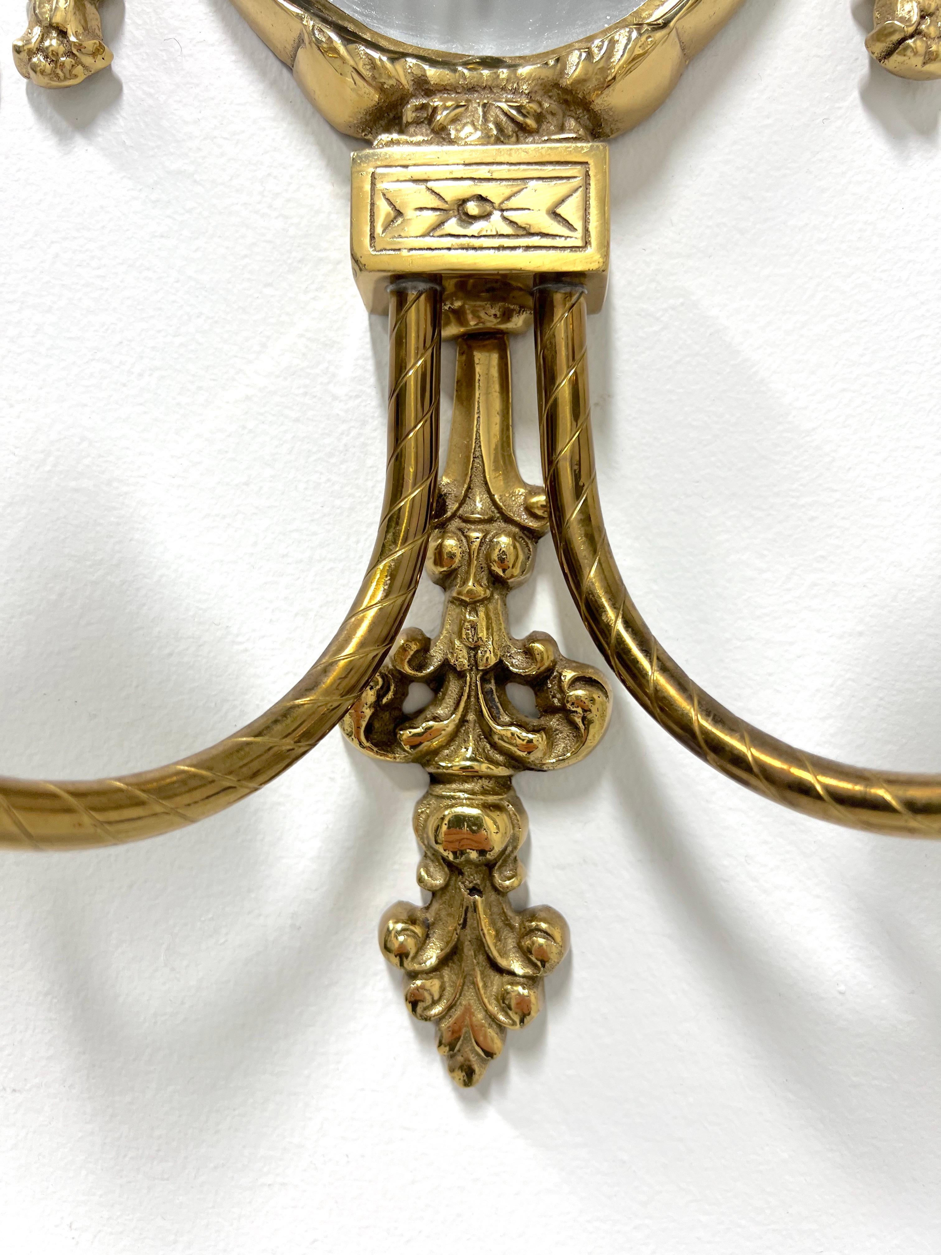 GLO-MAR ARTWORKS Mid 20th Century Brass French Provincial Candle Sconces - Pair For Sale 3