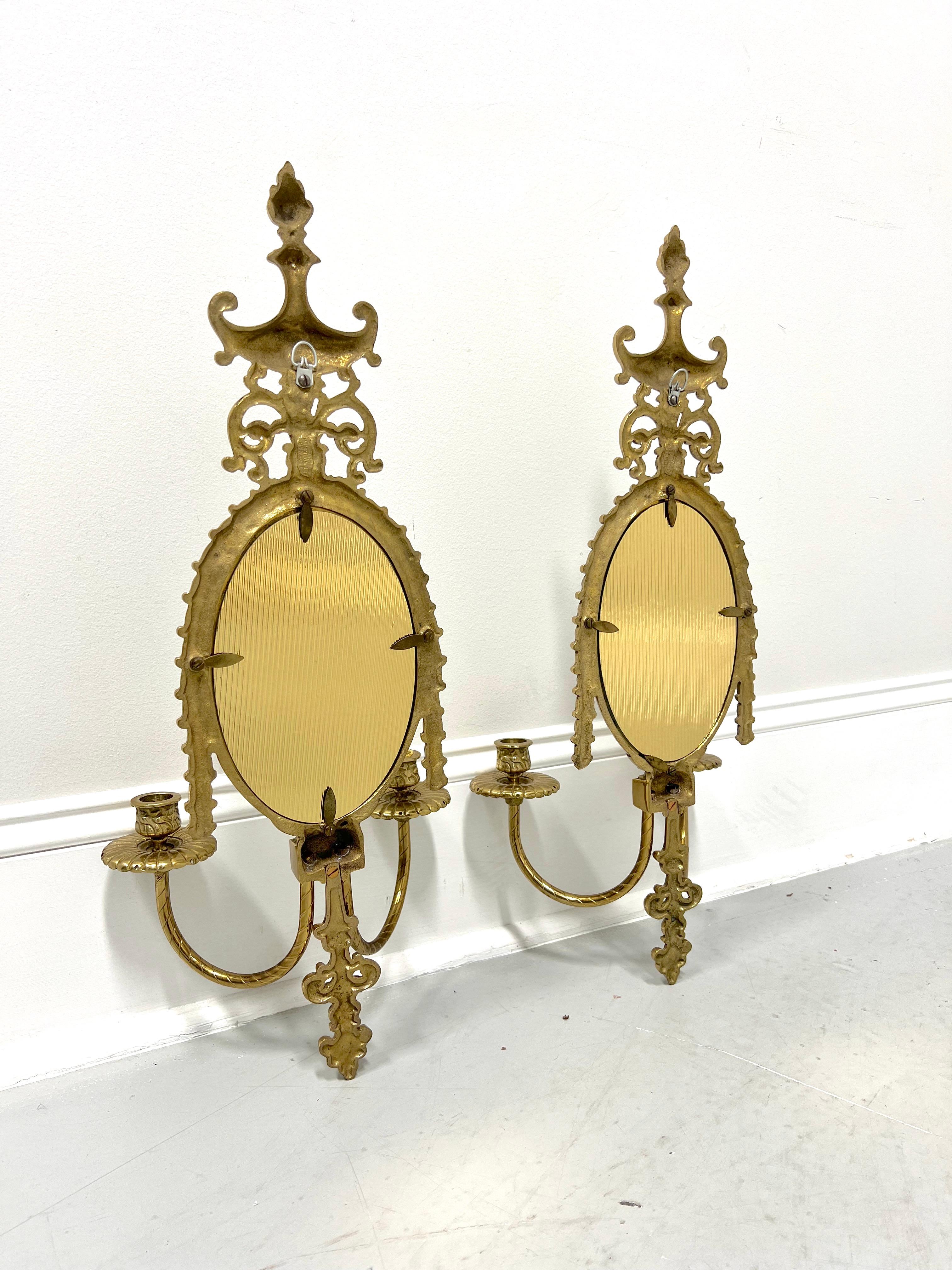 GLO-MAR ARTWORKS Mid 20th Century Brass French Provincial Candle Sconces - Pair For Sale 4