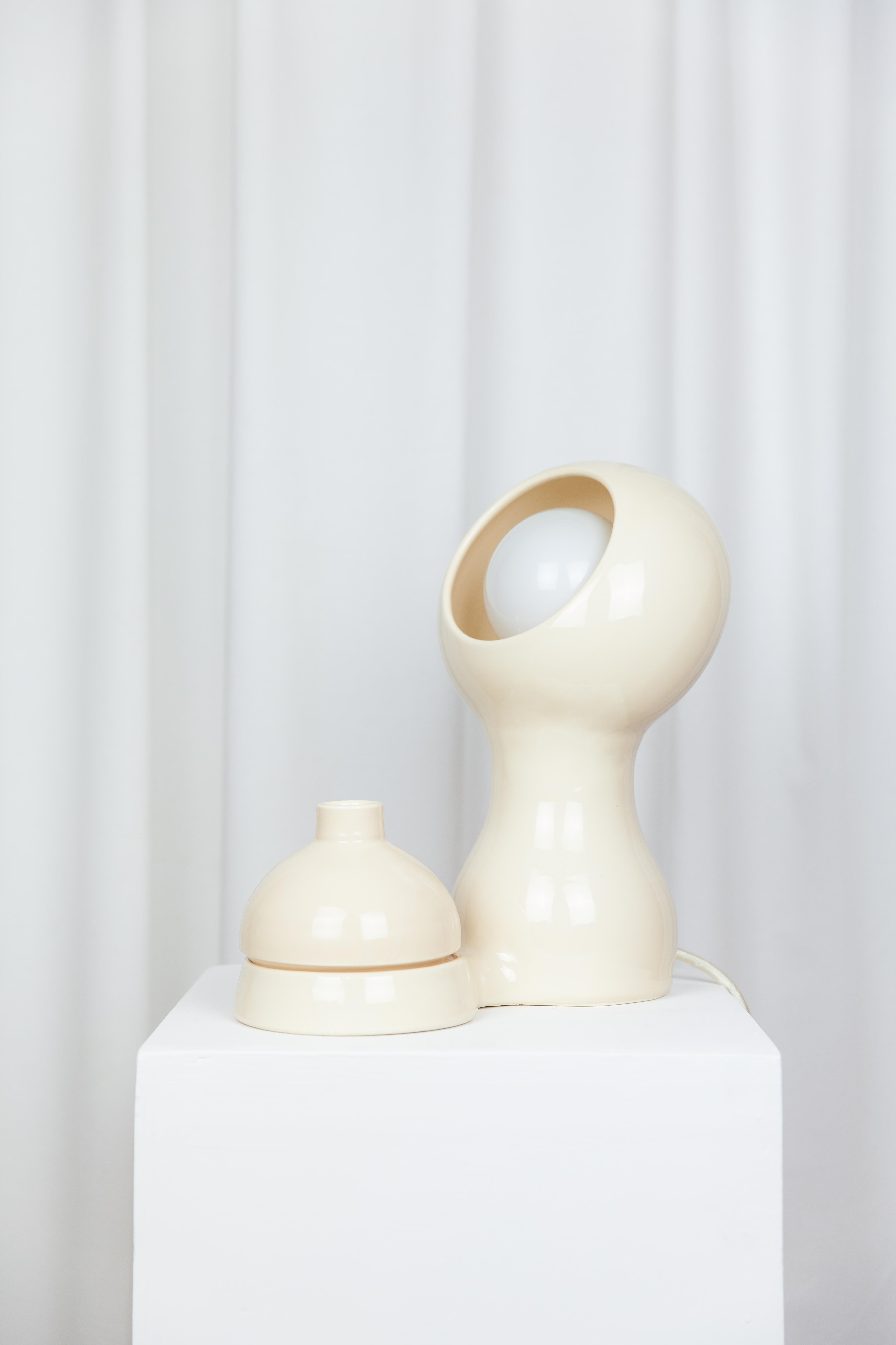 Earthenware Glob Yellow Lamp + Vase by Lola Mayeras