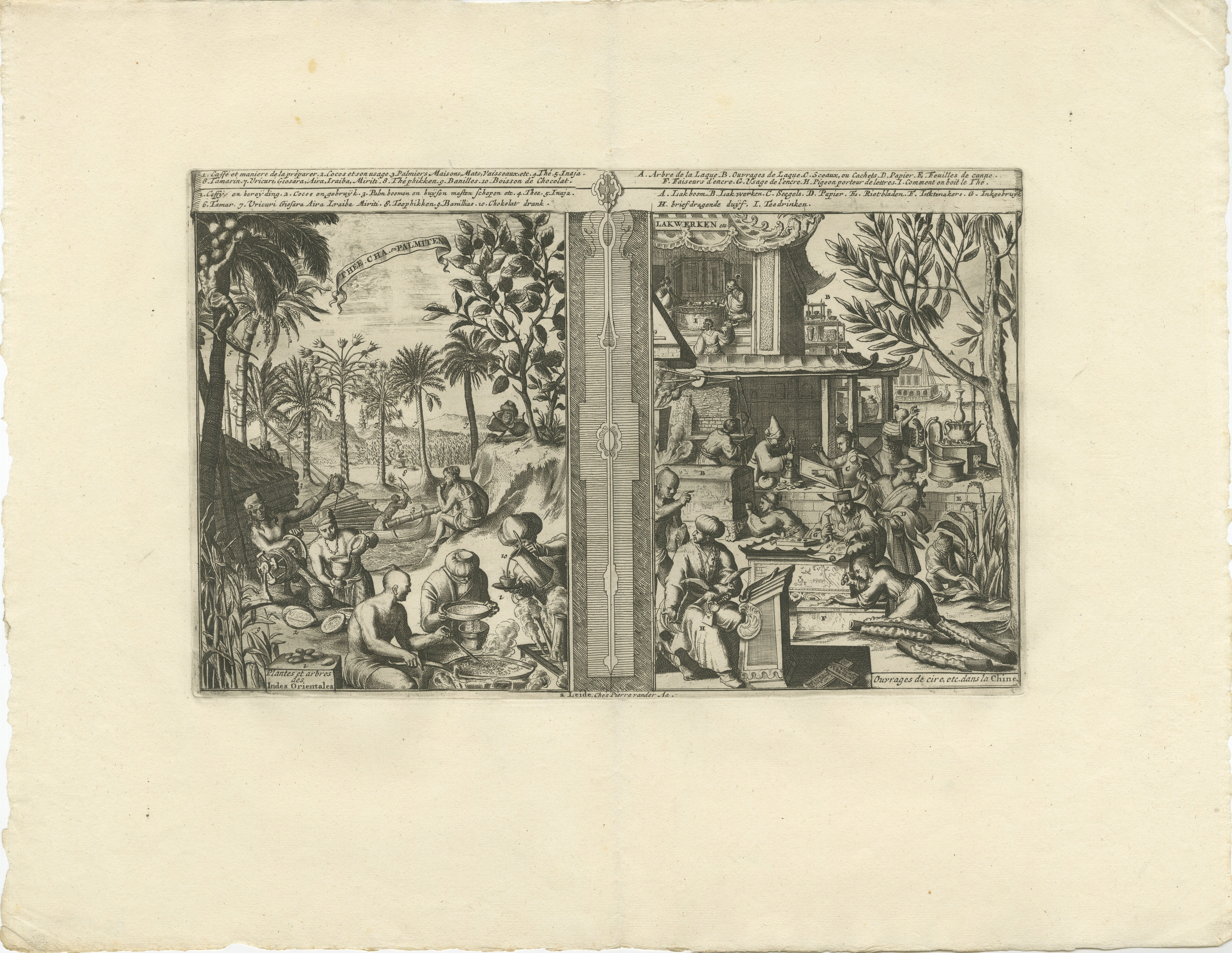 Drinks in East India; Lacquerwork and Paper from China. Tea, Cha and Palms / Plants and Trees of the East Indies // Lacquer Works / Wax Works, etc. in China (title on object). The East and West Indies and Other Places (series title)

Description: