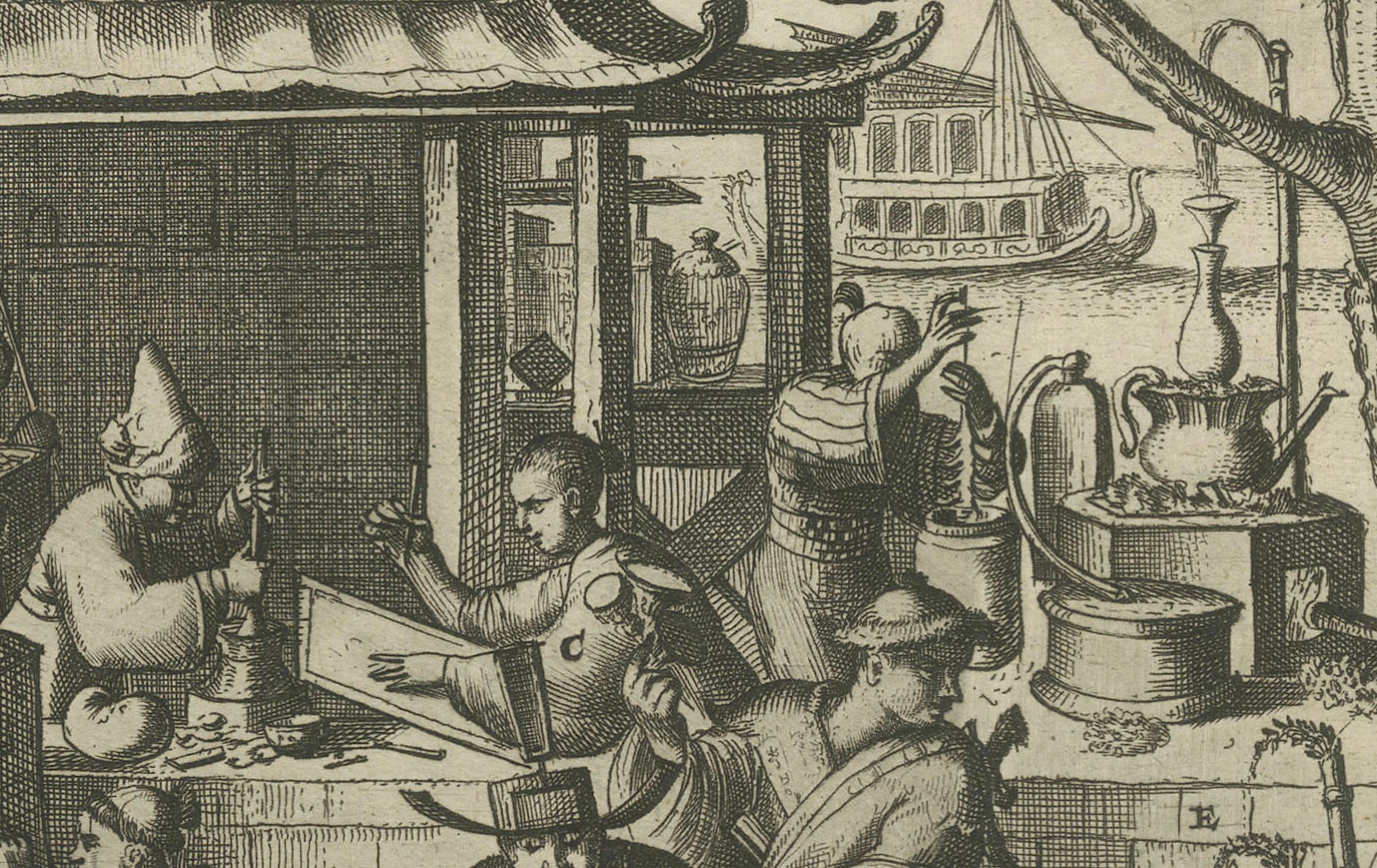 Engraved Global Harvests and Crafts: From the East Indies to Chinese Lacquerwork, c. 1708 For Sale