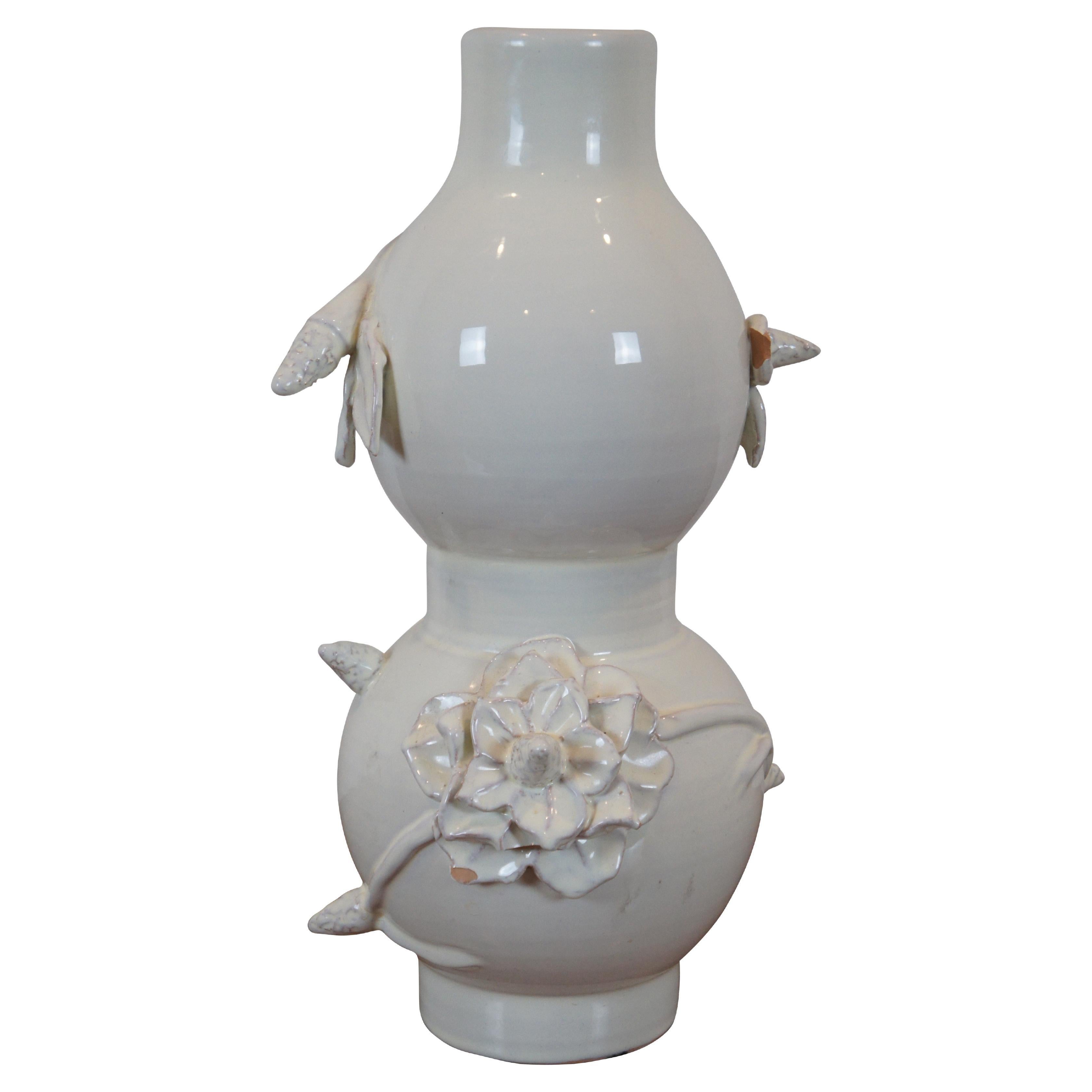 Global Views Ceramic Lotus Double Gourd Vase Blanc De Chine White Floral  Italy For Sale at 1stDibs