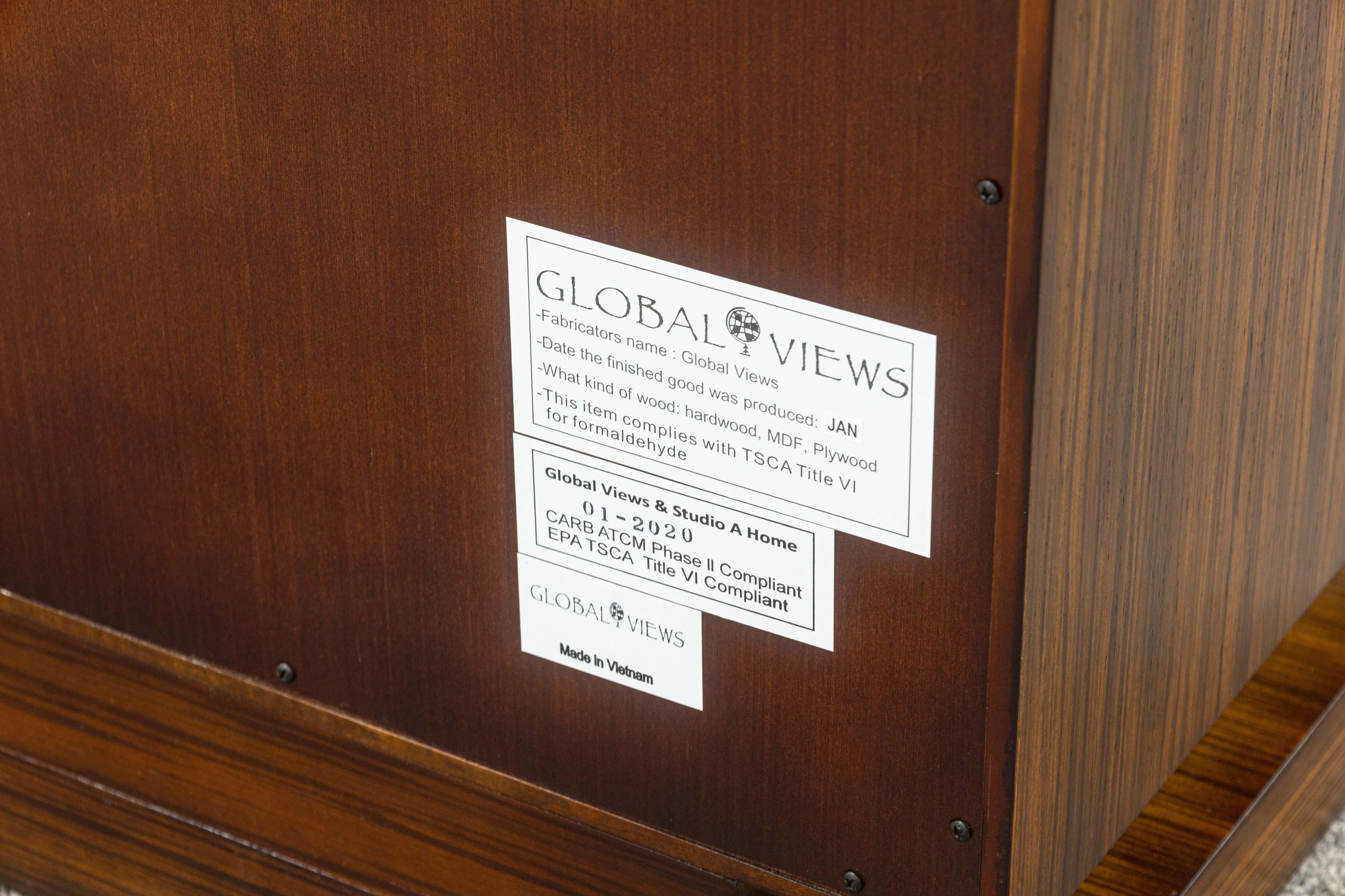 Global Views Modernes Zebraholz Laminat Rechteckiger Büroschrank im Angebot 3