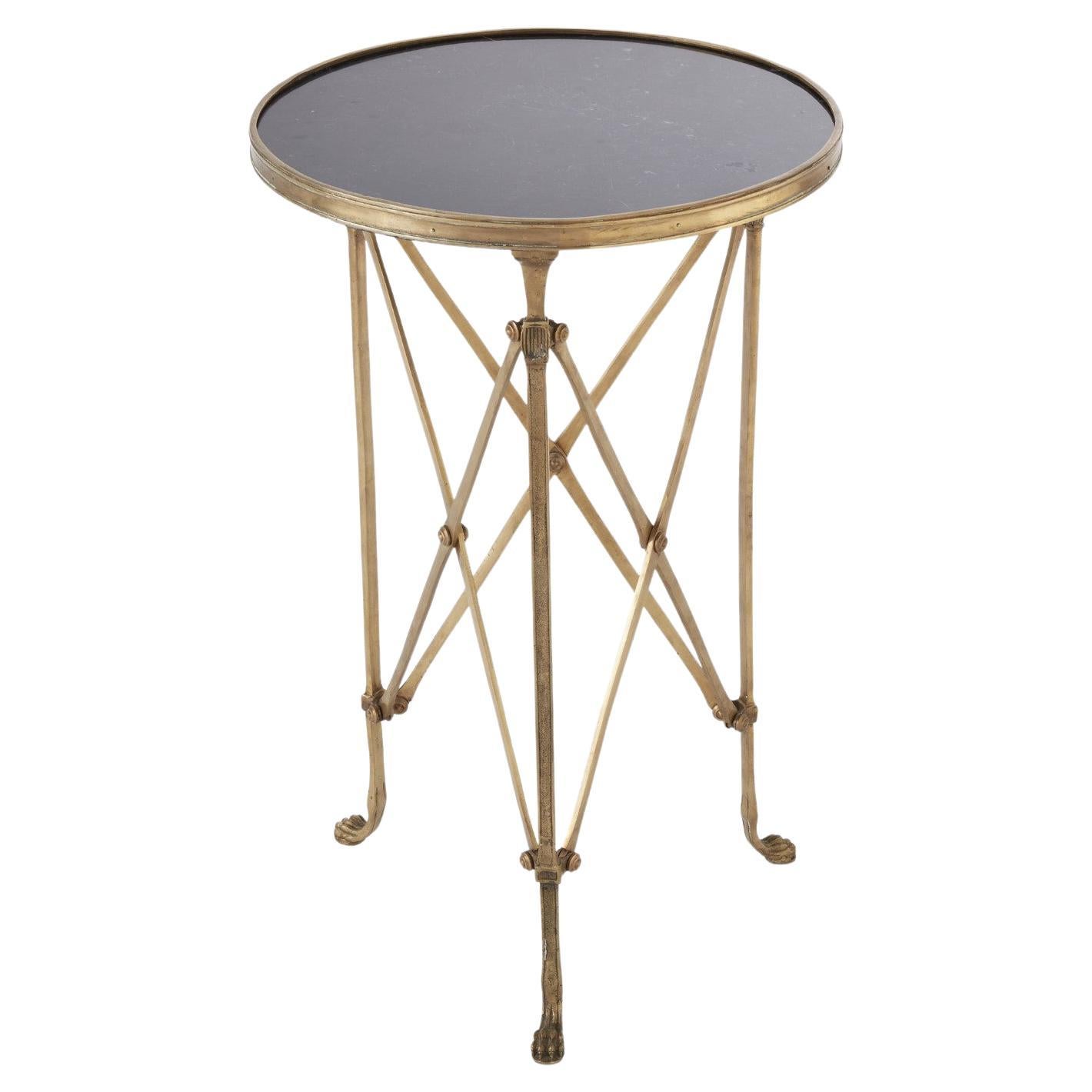 Global Views Directoire Table Brass/Black Granite Mid Century Modern Style