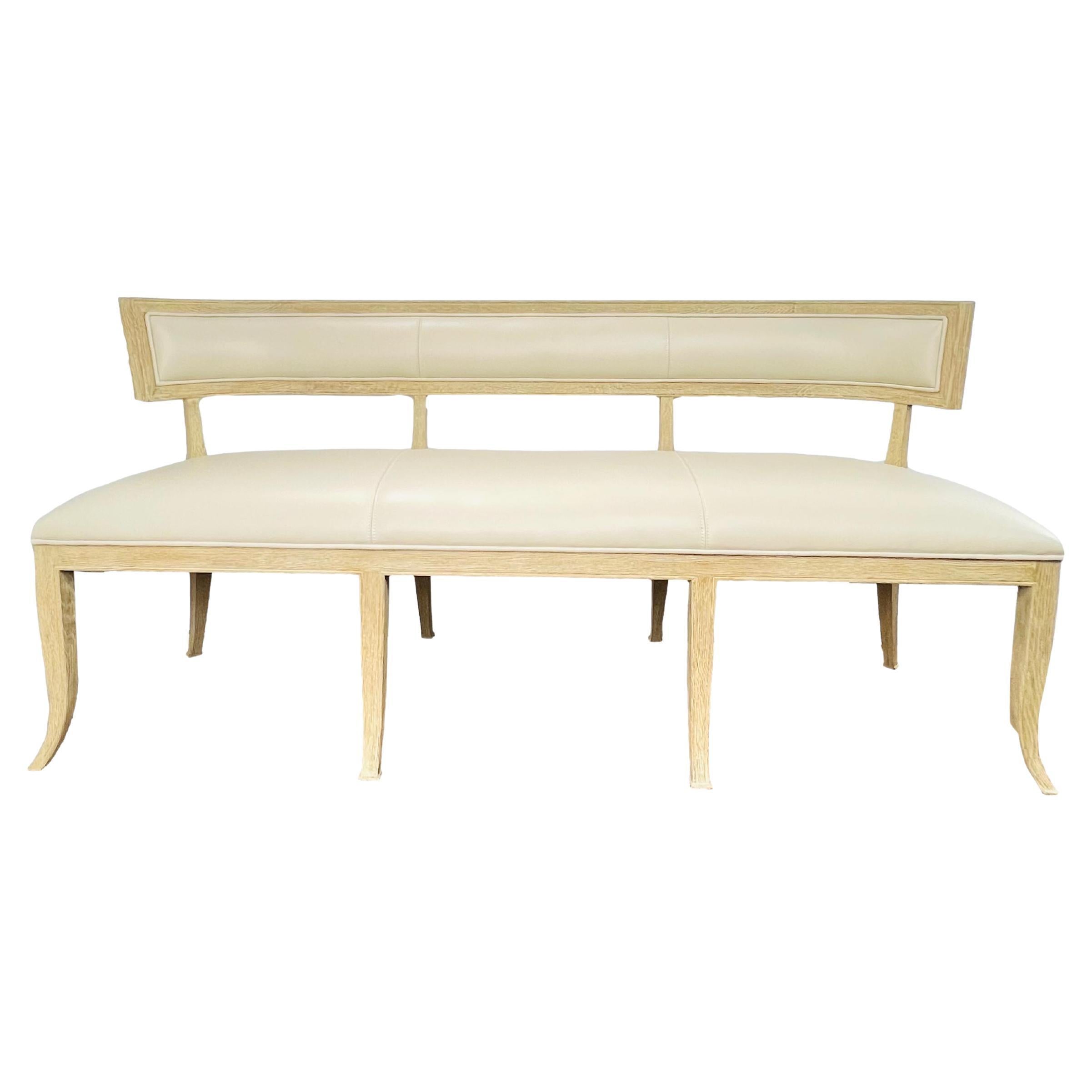 Global Views Leather Klismos Bench