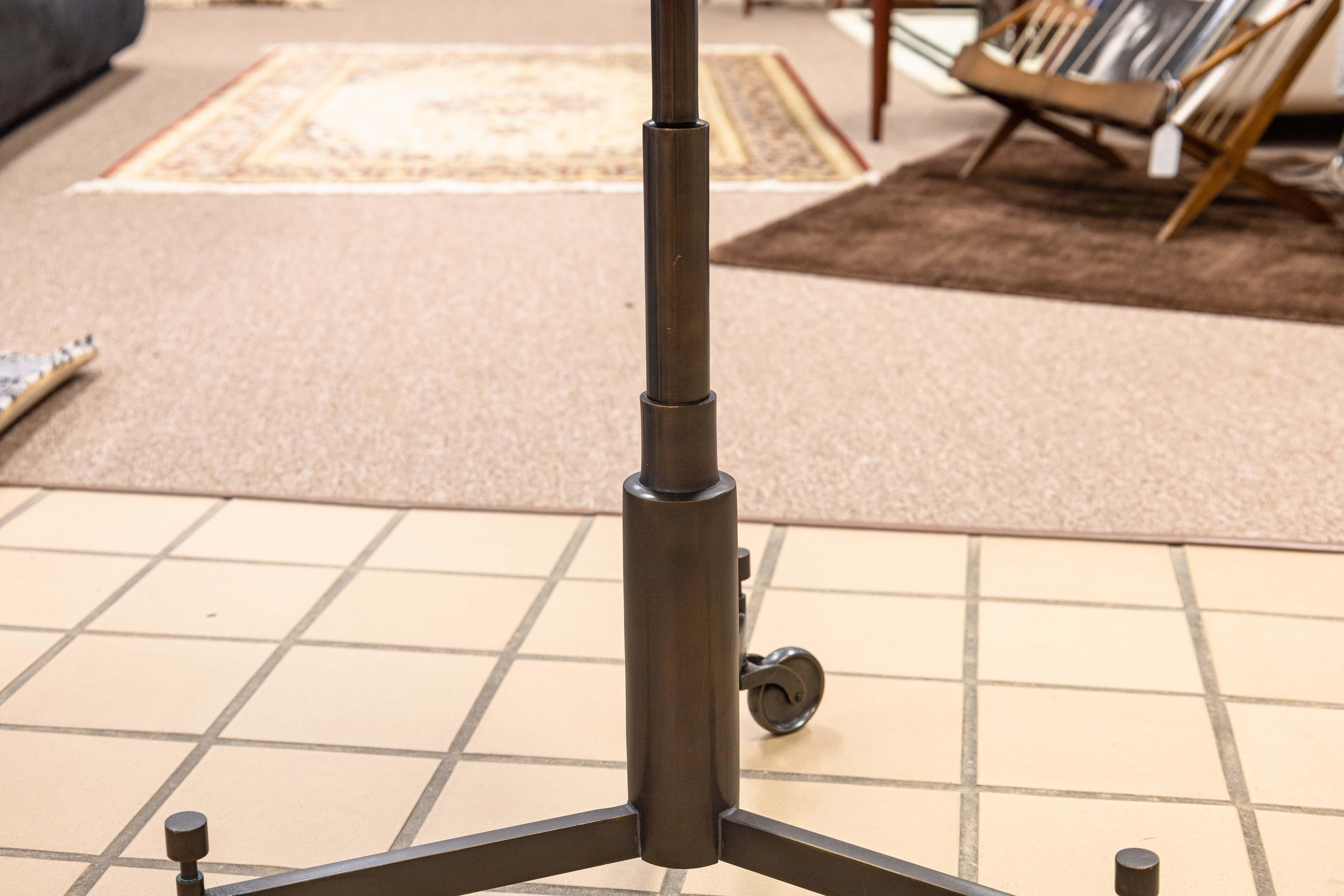 Global Views Metal Black Stone Top Accent Side Table with Casters and Handles 1