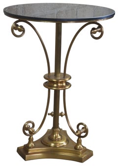 Global Views Neoclassical Brass & Granite Gueridon Side Table French Regency
