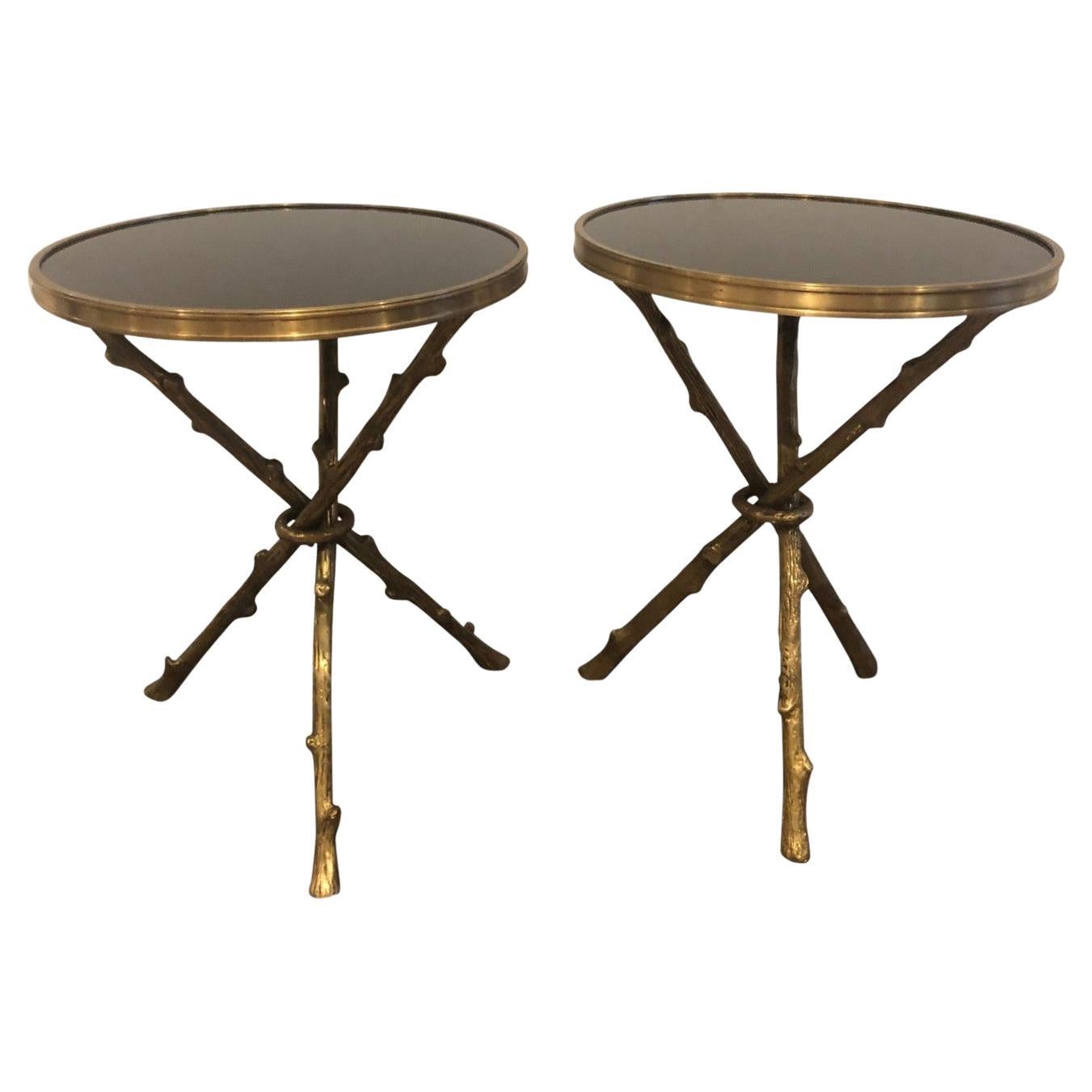 Global Views Brass and Granite Twig Table at 1stDibs