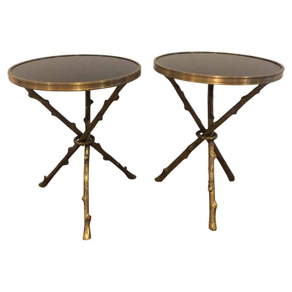 Global Views Brass and Granite Twig Table at 1stDibs
