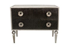 Global Views Silver Framed Artisan Two Drawer Bedroom Chest
