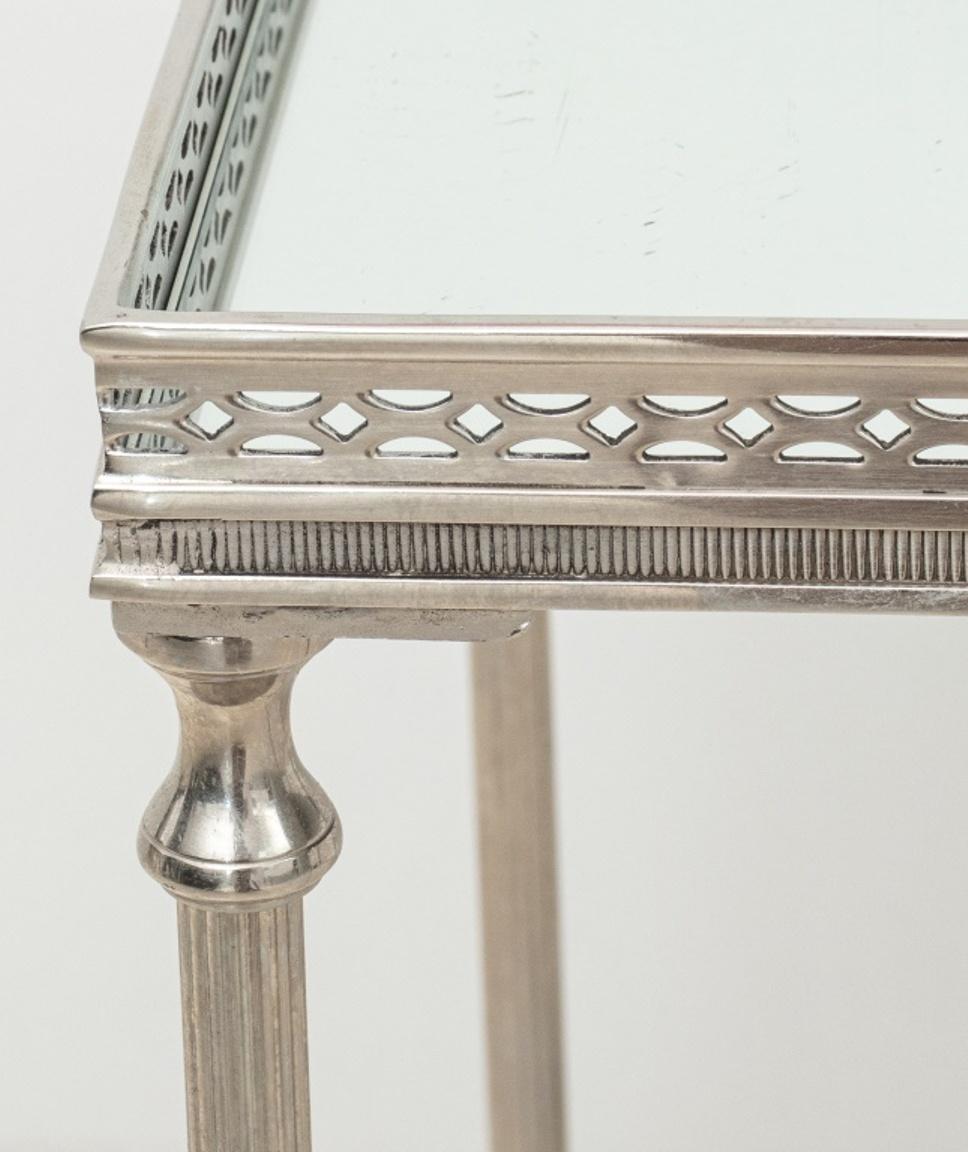 Neoclassical Global Views Silver-Tone Metal Accent Table
