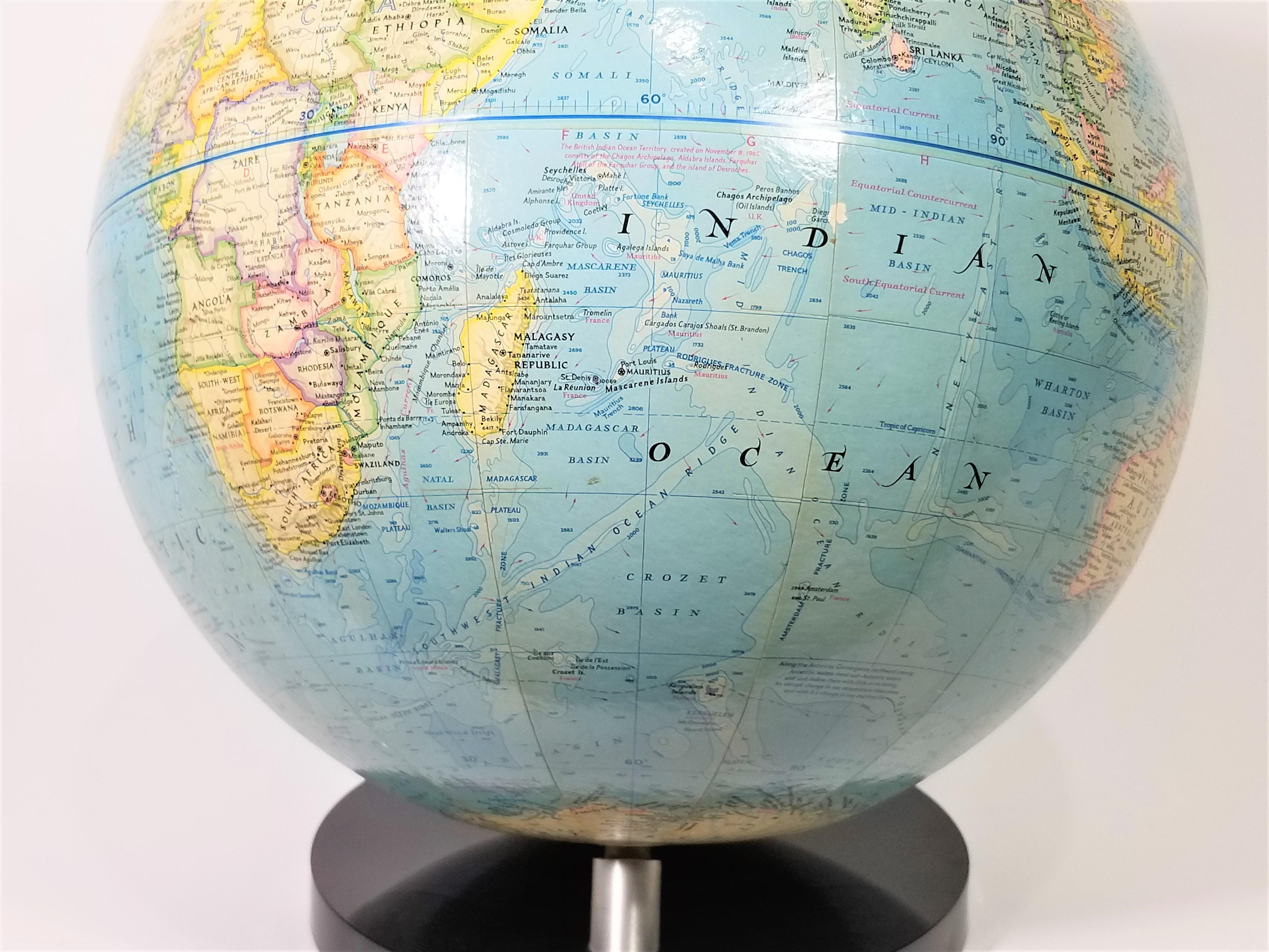 Mid-Century Modern Globe 1976 National Geographic World Globe