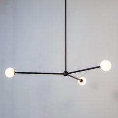 Globe 3 Chandelier, by Research.Lighting, Black,  3in Glass Globe, Made to Order