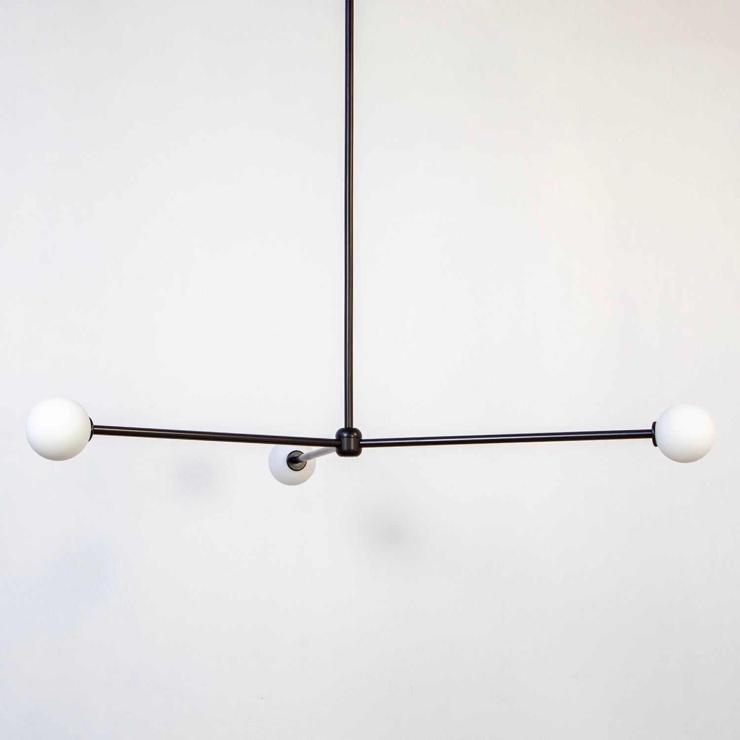 XXIe siècle et contemporain Lustre Globe 3, par RESEARCH Lighting, noir,  Globe en verre de 3 pouces, fabriqué sur commande en vente