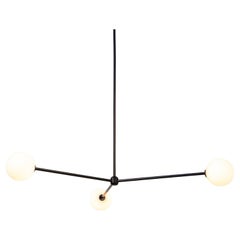 Globe 3 Chandelier, by Research.Lighting, Black, 5in Glass Globe, Made to Order