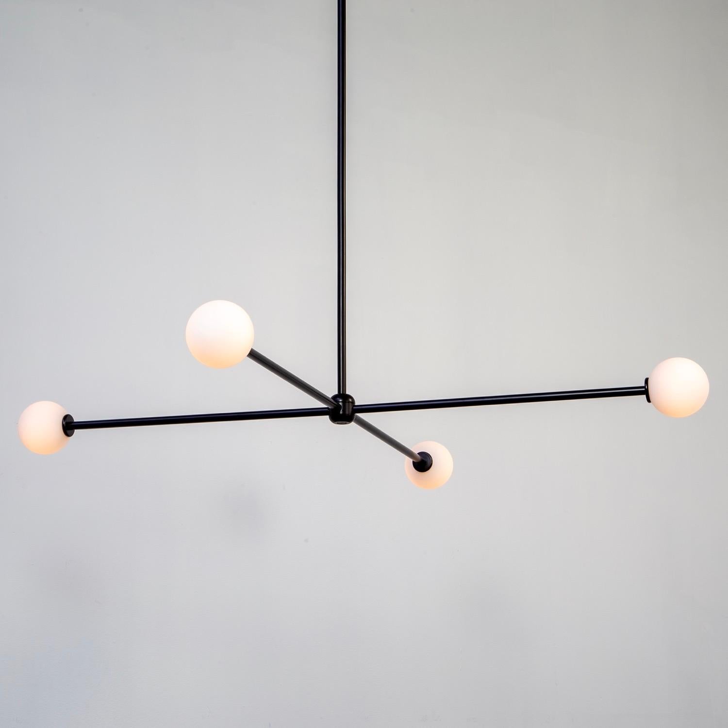 Américain Lustre Globe 4, par RESEARCH Lighting, noir,  Globe en verre de 3 pouces, fabriqué sur commande en vente