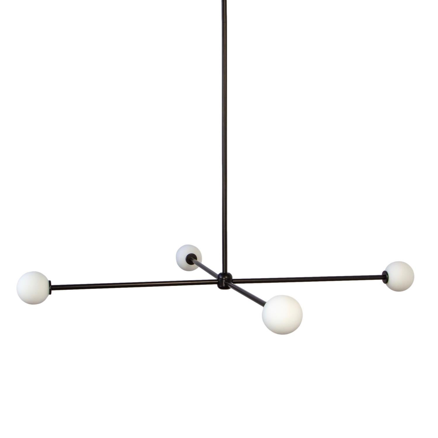 Métal Lustre Globe 4, par RESEARCH Lighting, noir,  Globe en verre de 3 pouces, fabriqué sur commande en vente