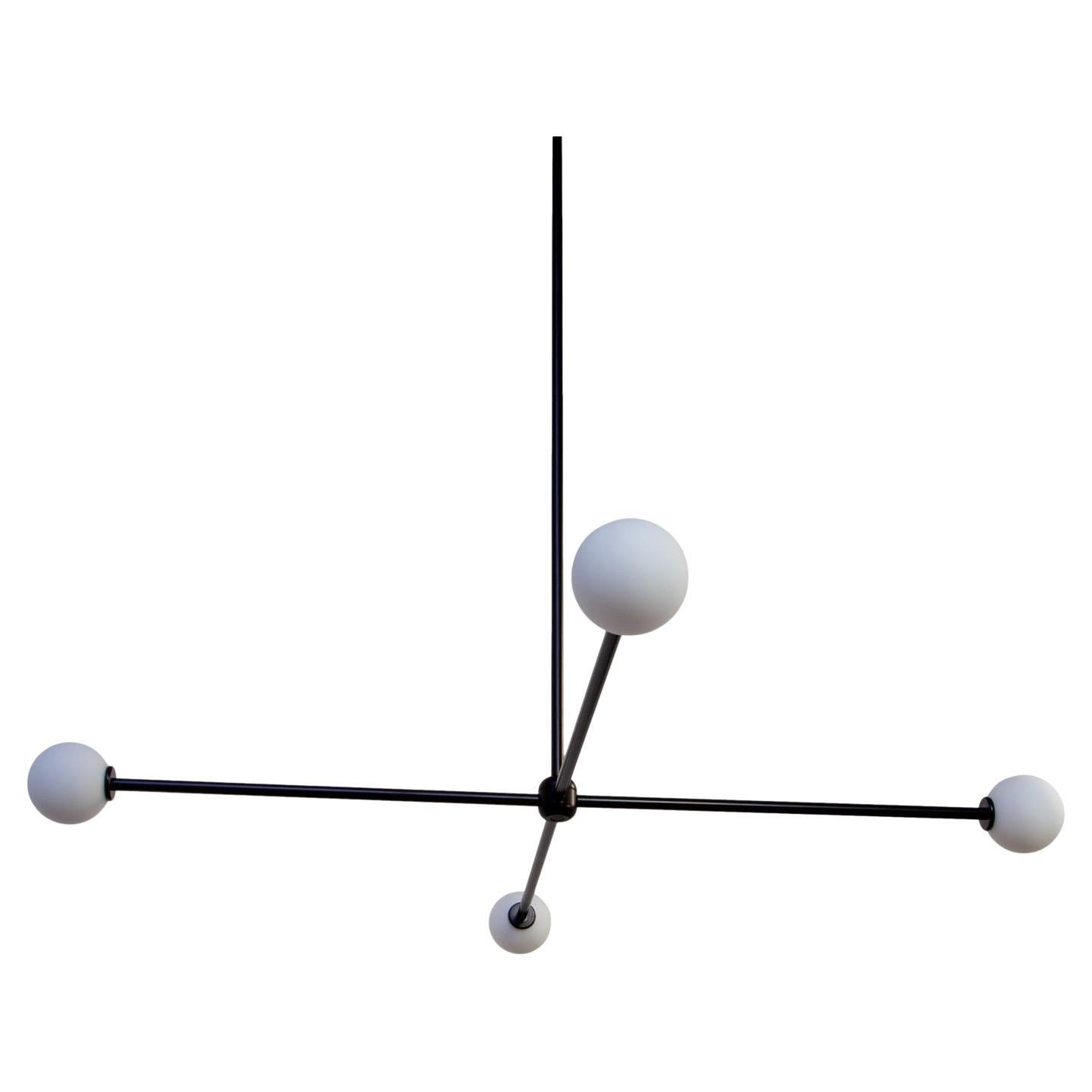 Globe 4 Chandelier, by Research.Lighting, Black,  3in Glass Globe, Made to Order