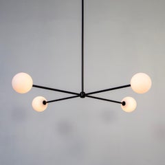 Globe 4 Chandelier, by Research.Lighting, Black, 5in Glass Globe, Floor Model