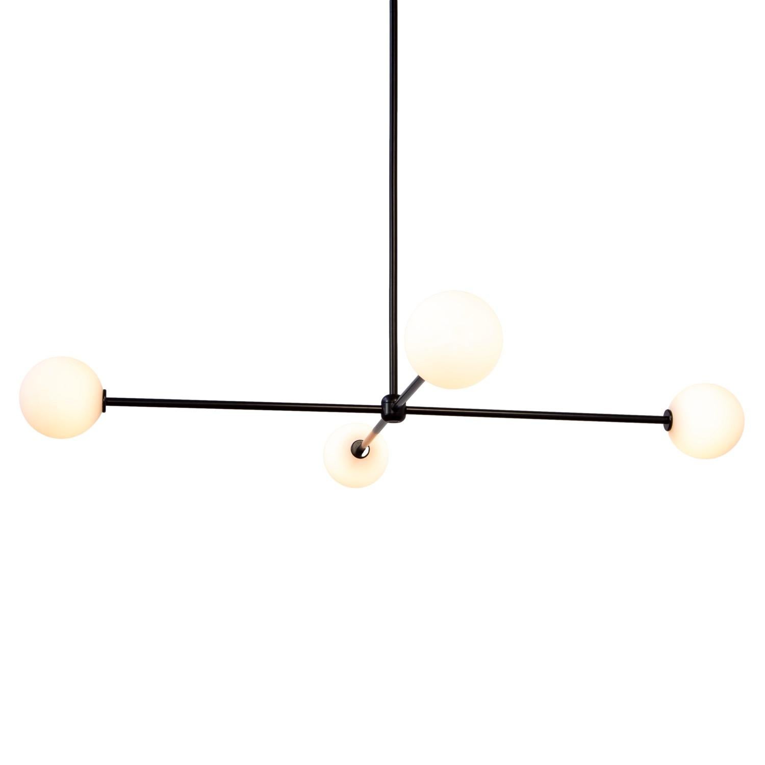 Américain Lustre Globe 4, par RESEARCH Lighting, noir, globe en verre 5po, modèle de plancher en vente