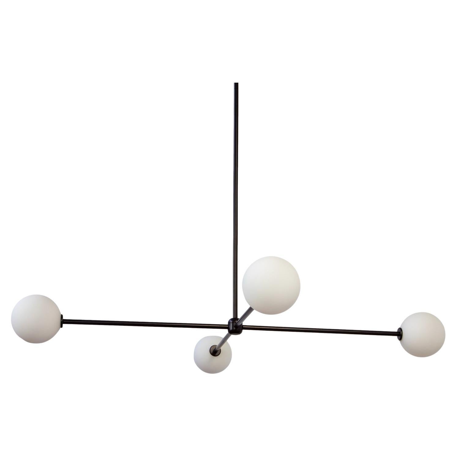 Globe 4 Chandelier, by Research.Lighting, Black, 5in Glass Globe, Floor Model