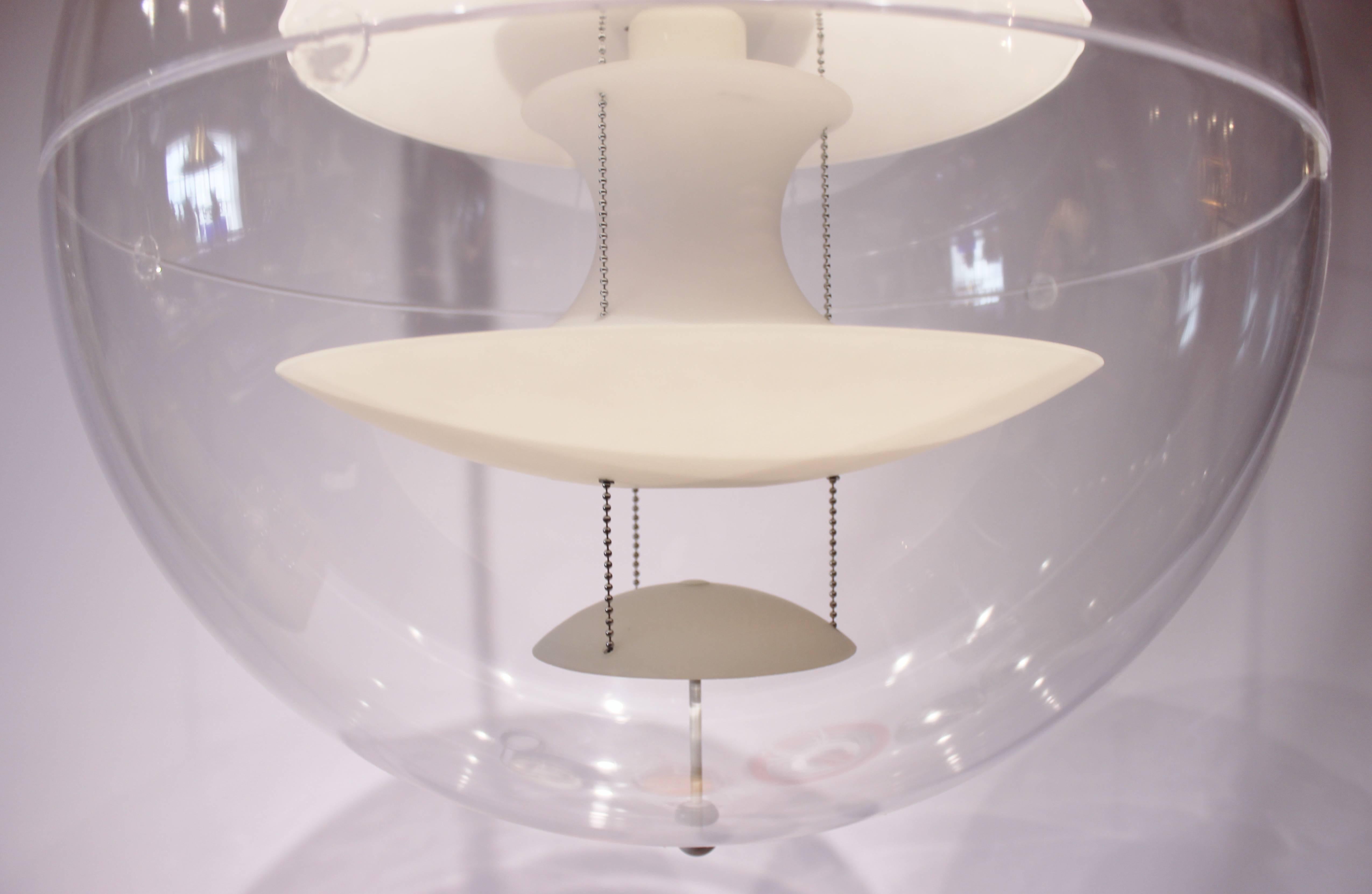 Danish Globe with Opaline Glass, Designed by Verner Panton