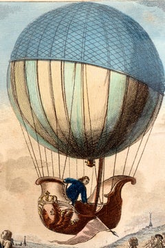 "Globe Aerostatique", incisione colorata a mano, da Louis Claude Desrais