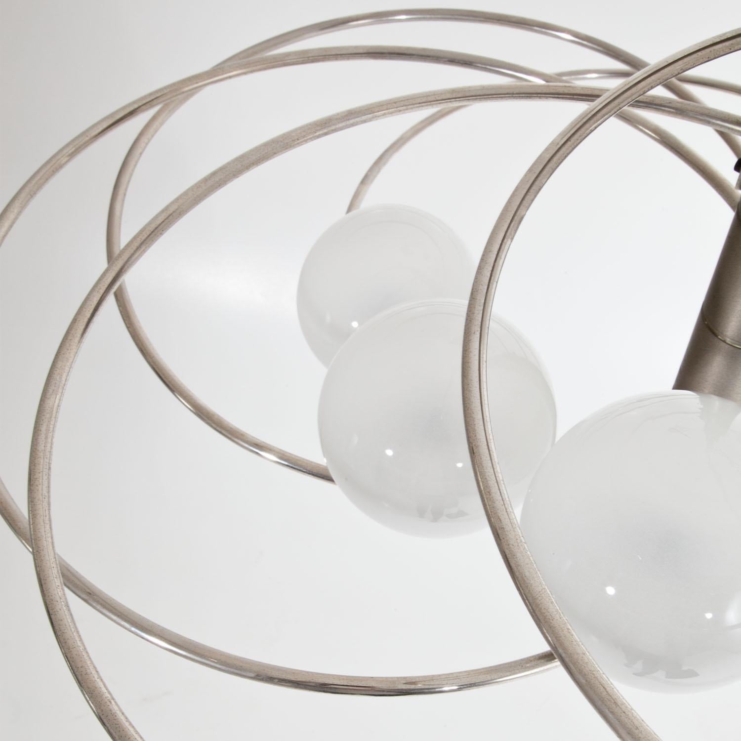 Mid-Century Modern Globe and Chrome Chandelier, Italy, 1960s