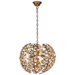 Globe and Diamond Crystal Midcentury Chandelier by Gaetano Sciolari, 1960