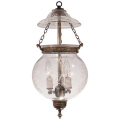 Antique Globe Bell Jar Lantern with Vine Etching