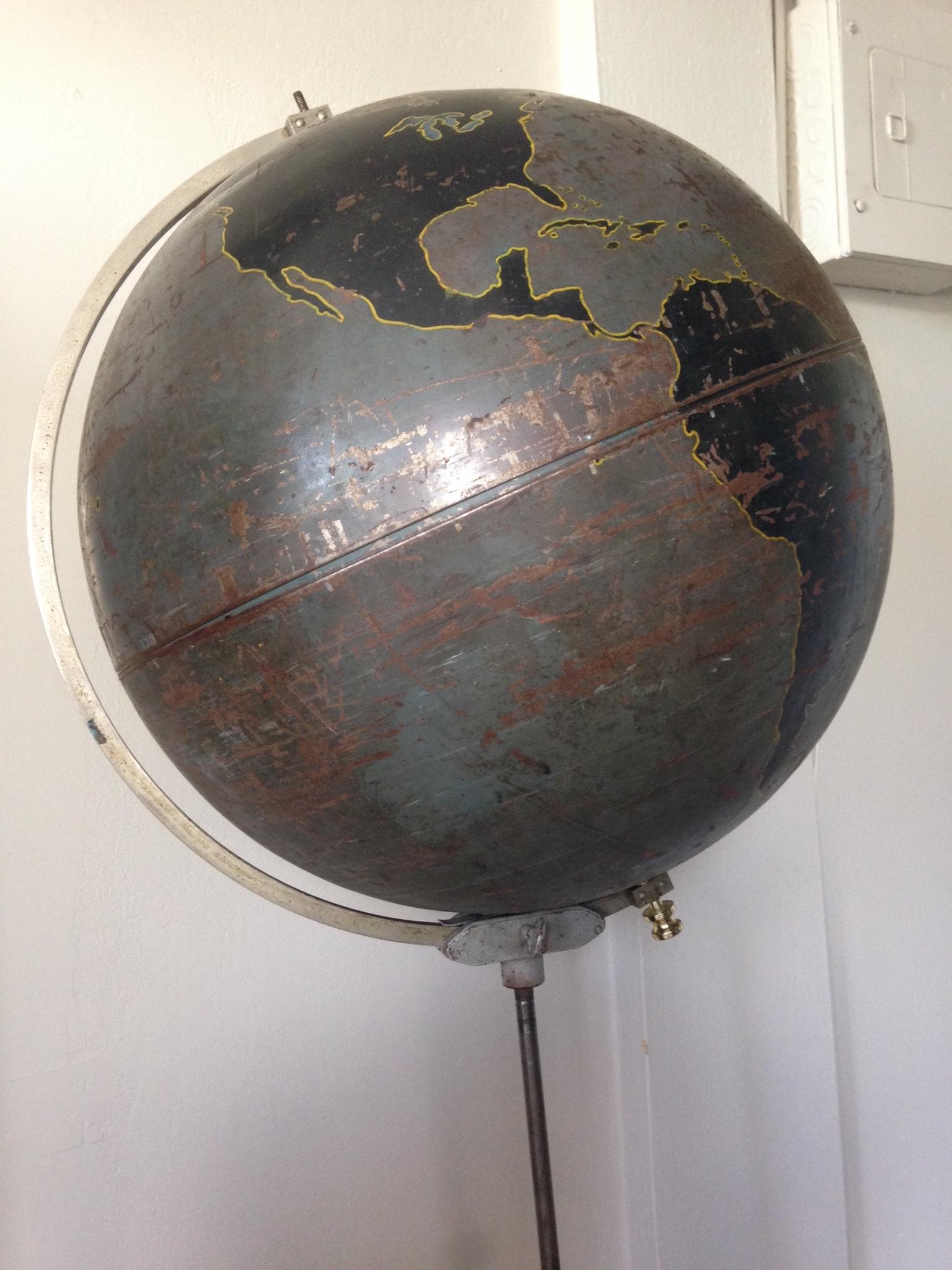 Industrial Globe by Denoyer Geppert Used for Military Aviation Training, circa 1920s