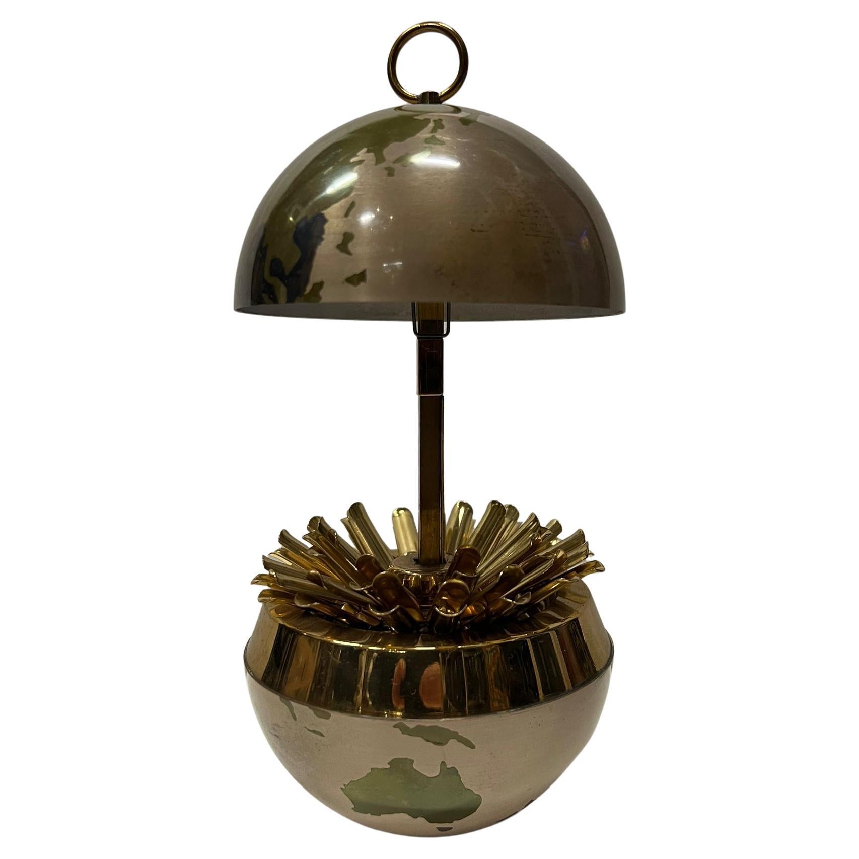 Brass Globe Cigarette Dispenser with Globe Lighter, 1950s