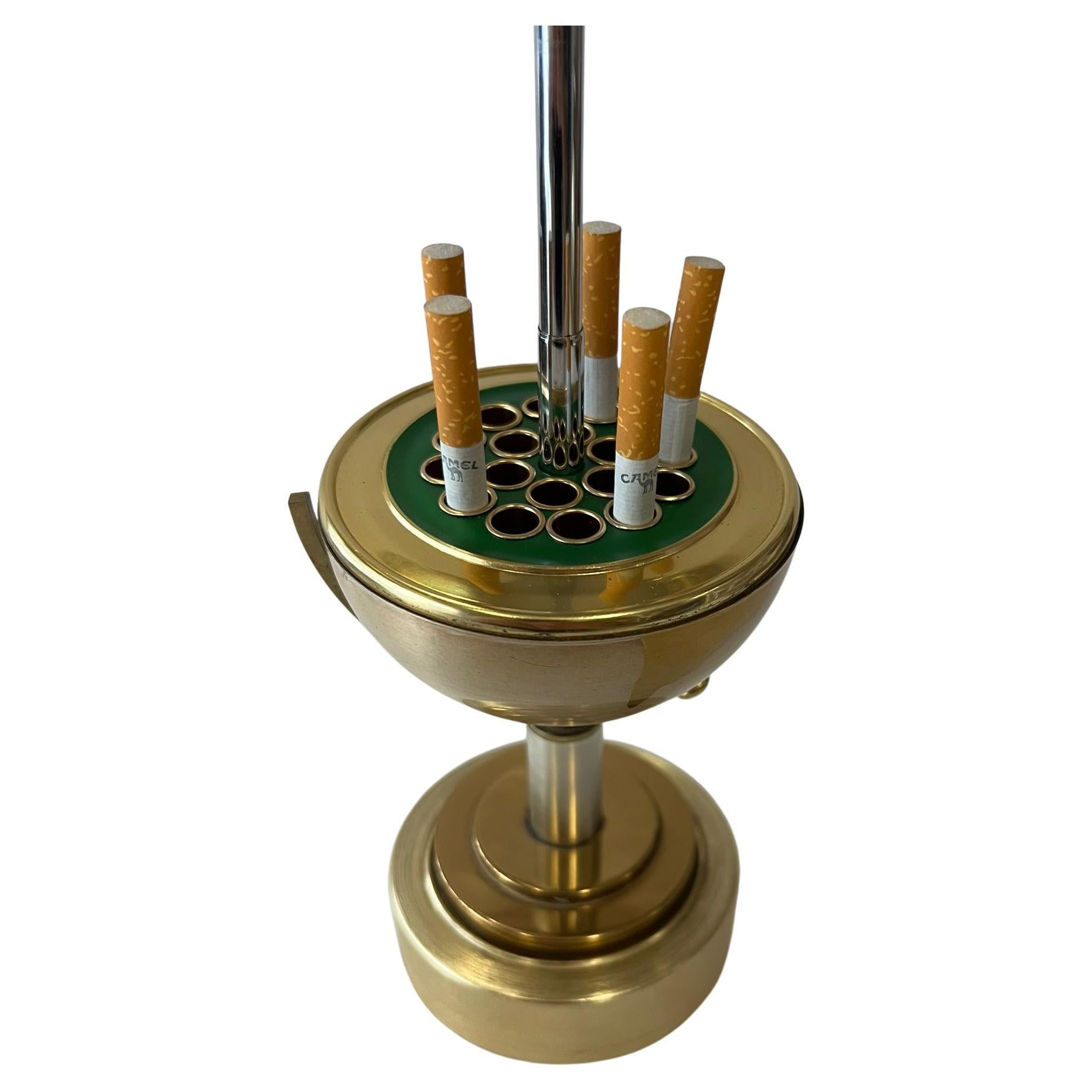 Globe Cigarette Dispenser with Music Playing Globe Lighter, Brass, Germany, 1950 For Sale 3
