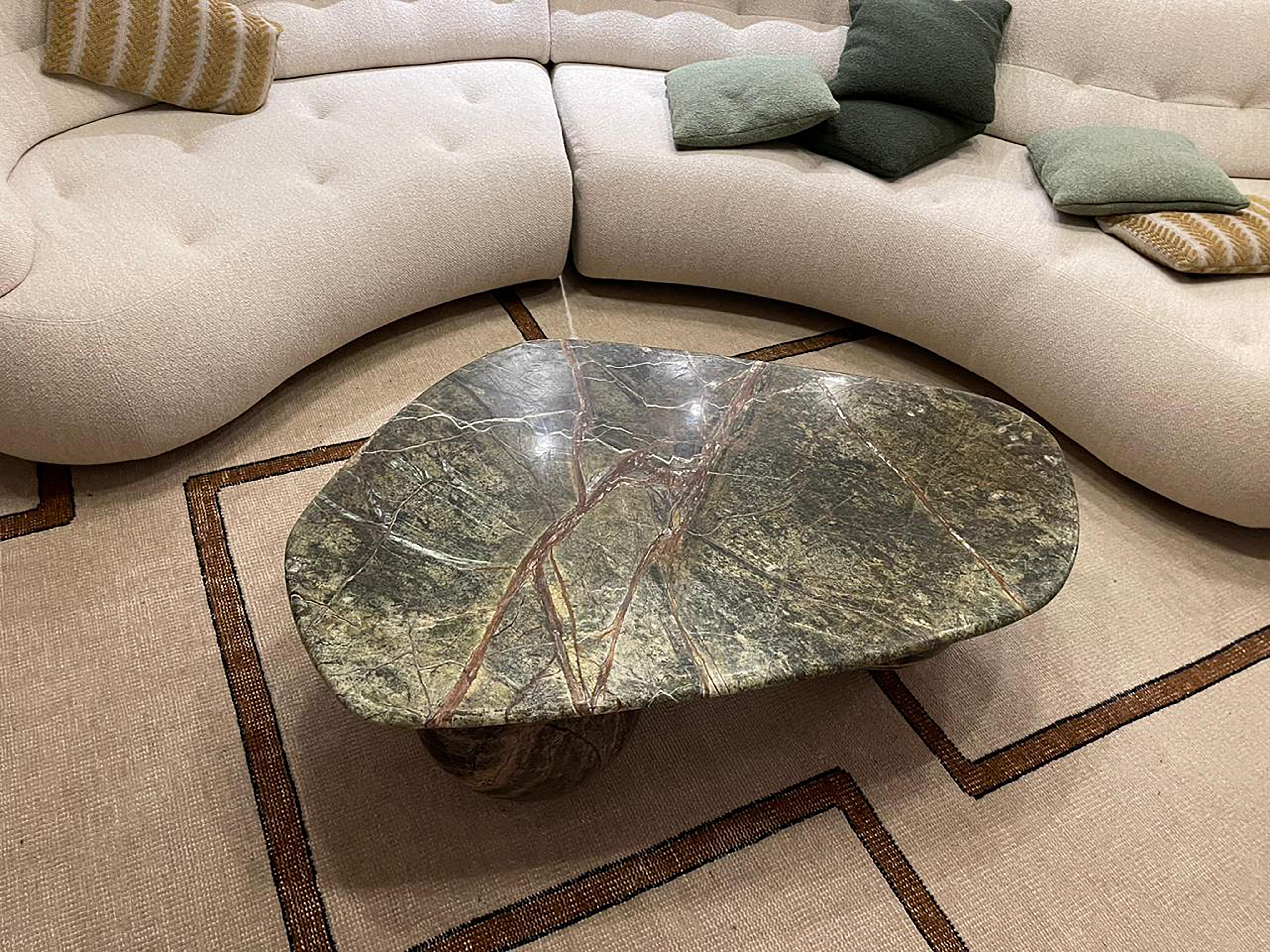 Contemporary Globe Coffee Table in Rainforest Brown Marble For Sale
